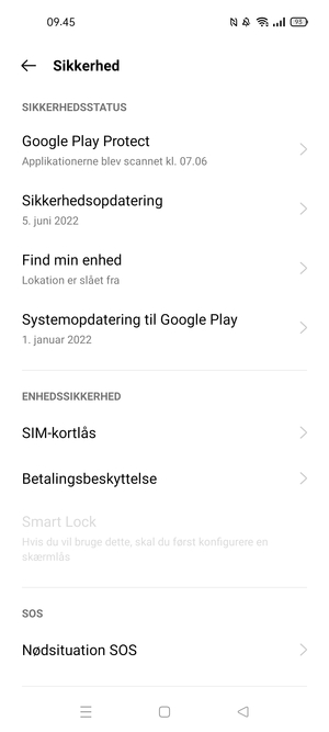Scroll til og vælg SIM-kortlås