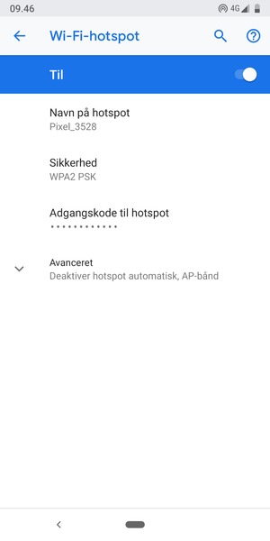 Din telefon er nu sat op til brug som modem