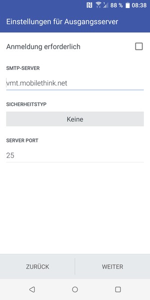Schalten Sie Anmeldung erforderlich aus und wählen Sie WEITER