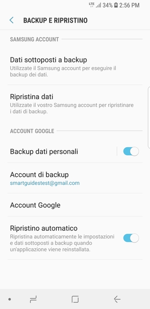Seleziona Account di backup