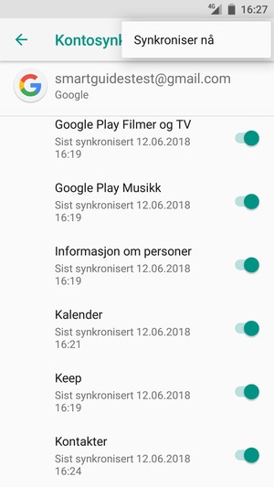 Velg Synkroniser nå