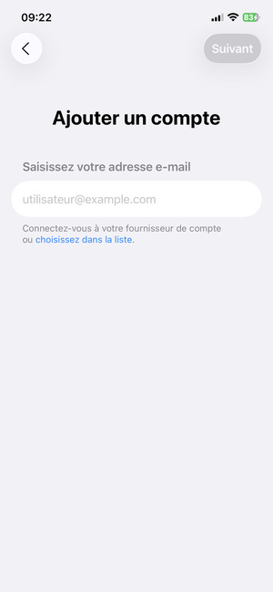 Sélectionnez choisissez dans la liste