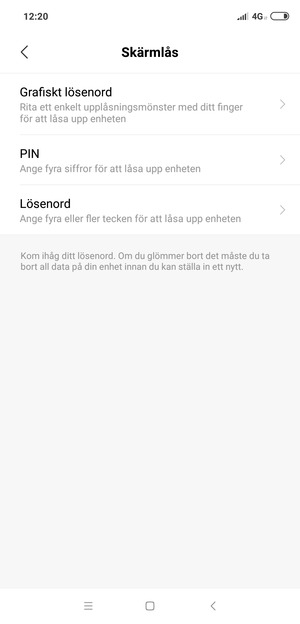 Välj Grafiskt lösenord