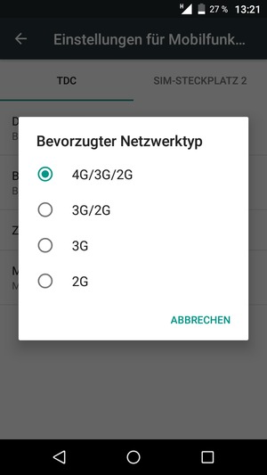Wählen Sie die gewünschte Option