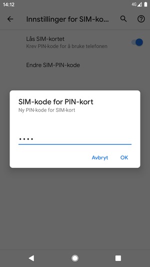 Skriv inn Ny PIN-kode for SIM-kort og velg OK
