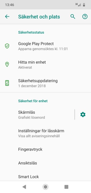 Din telefon är nu säkrad med ett skärmlås