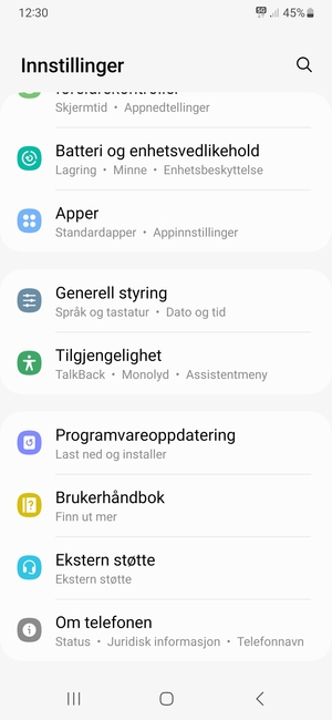 Bla til og velg Programvareoppdatering
