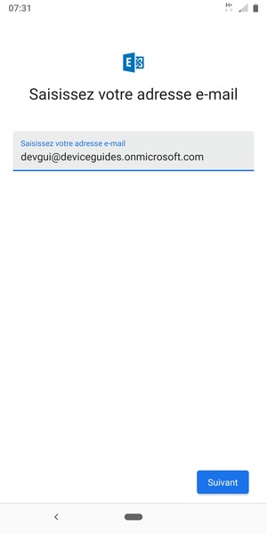 Saisissez votre adresse e-mail et sélectionnez Suivant