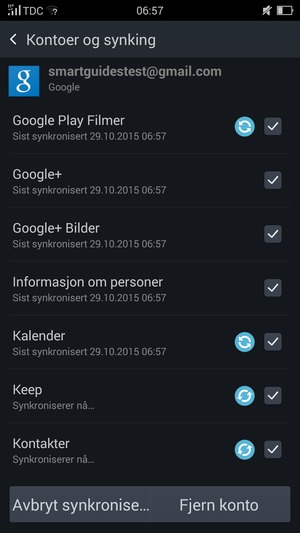 Dine kontakter fra Google vil synkroniseres til din OPPO