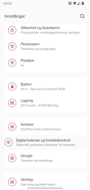 Bla til og velg Sikkerhet og låseskjerm