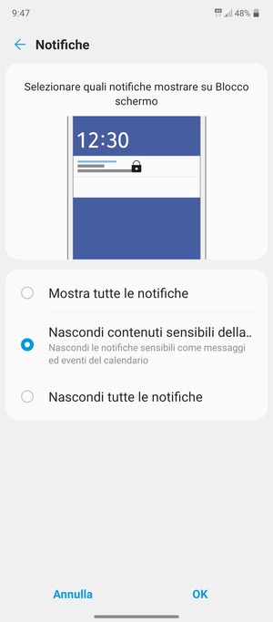 Seleziona la tua opzione preferita e poi OK
