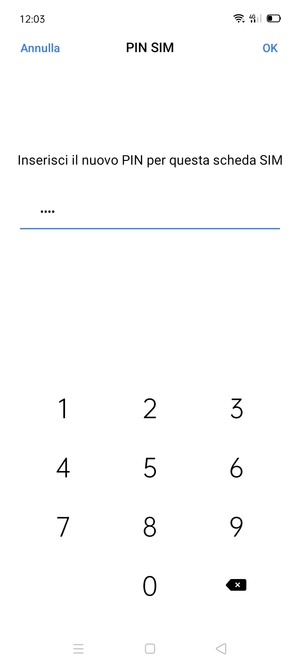 Inserisci Nuovo PIN per questa scheda SIM e seleziona OK