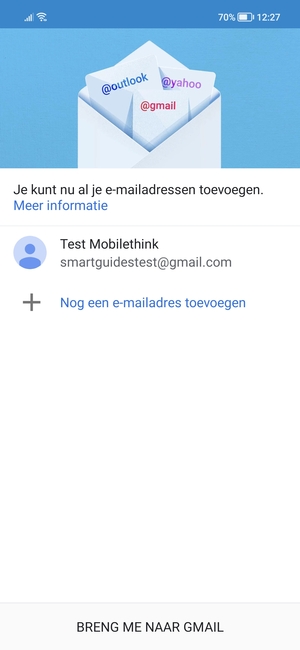 Selecteer BRENG ME NAAR GMAIL