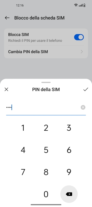 Inserisci Nuovo PIN della SIM e seleziona OK