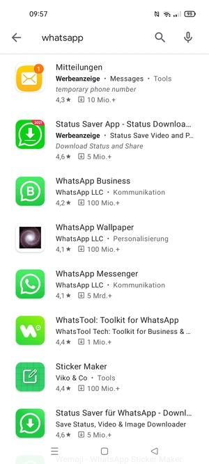 Wählen Sie die App