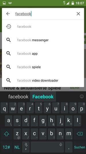 Geben Sie den Namen der App ein und wählen Sie Suchen
