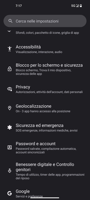 Scorri e seleziona Geolocalizzazione
