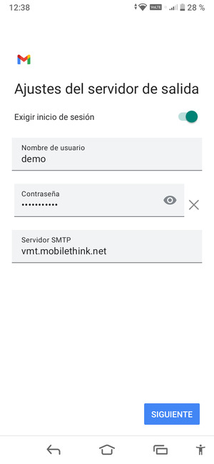 Introduzca la dirección de servidor saliente