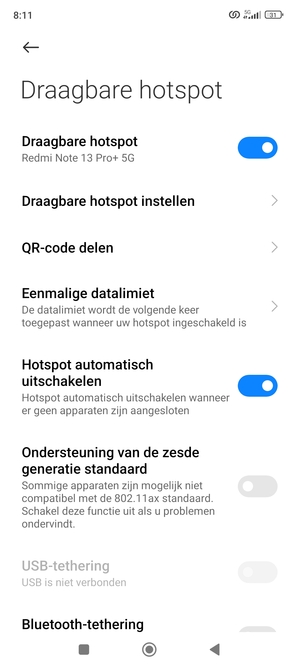 Uw telefoon is nu geïnstalleerd voor gebruik als modem