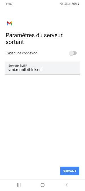 Désactiver le Exiger une connexion et sélectionner SUIVANT