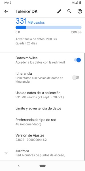 Para cambiar la red en caso de problemas de conectividad, seleccione Avanzado