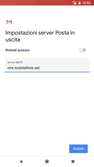 Disattiva Richiedi accesso e seleziona AVANTI