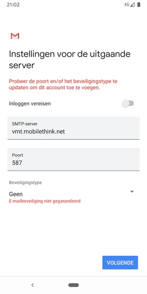 Selecteer VOLGENDE