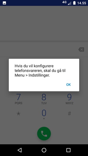 Hvis din telefonsvarer ikke er sat op, vælg OK