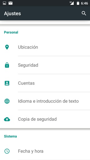 Desplácese y seleccione Seguridad