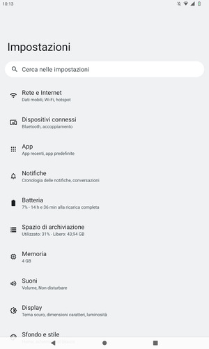 Seleziona Rete e Internet