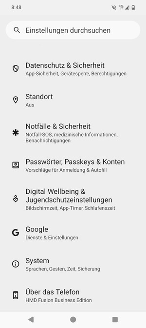 Scrollen Sie und wählen Sie  Datenschutz & Sicherheit