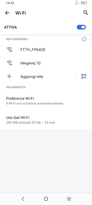 Seleziona la rete wireless a cui desideri connetterti