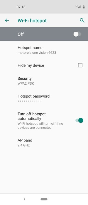 Select Hotspot password
