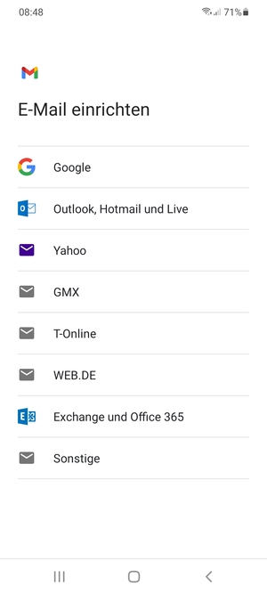 Wählen Sie Google