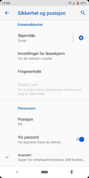 Bla til og velg Posisjon
