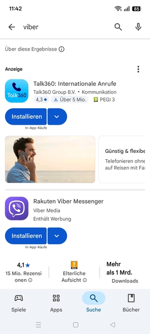Wählen Sie die App