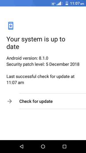 If your phone is up to date, you will see the following screen