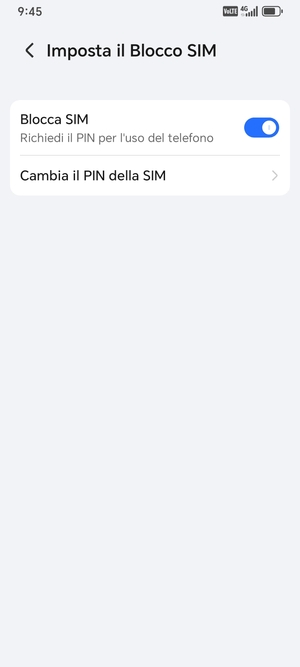 Seleziona Cambia il PIN della SIM