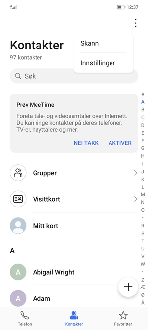 Velg Innstillinger