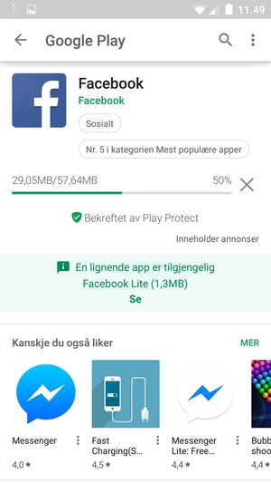 Vent til installasjonen er ferdig