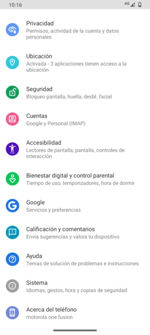 Desplácese y seleccione Sistema