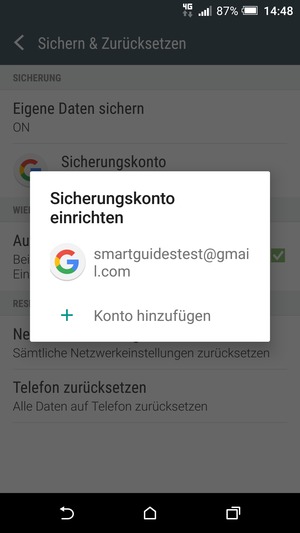 Wählen Sie Ihr Konto für Backup