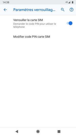 Sélectionnez Modifier code PIN carte SIM