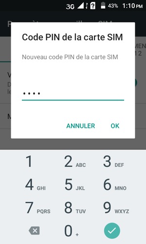 Saisissez votre Nouveau code PIN de la carte SIM et sélectionnez OK