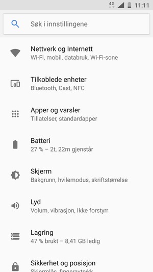 Velg Nettverk og Internett
