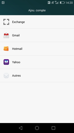 Sélectionnez Gmail ou Hotmail