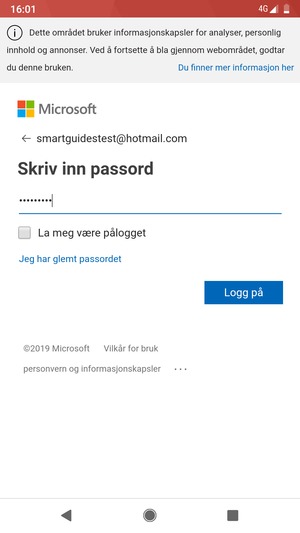 Skriv inn passord og velg Logg på