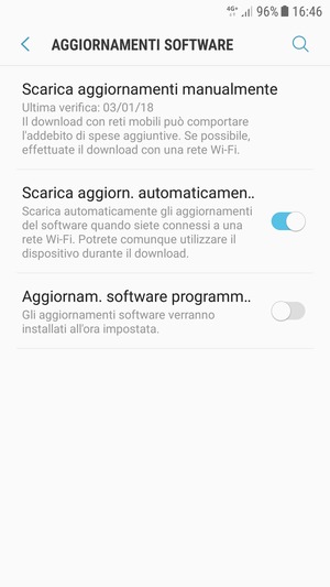 Seleziona Scarica aggiornamenti manualmente