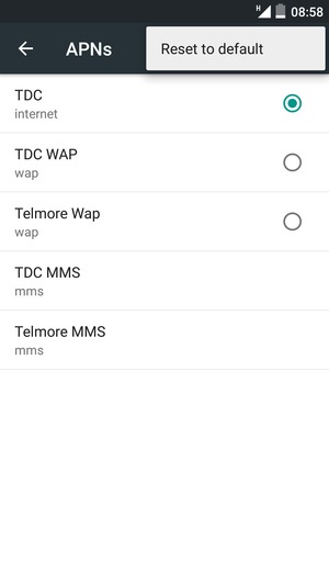 Select Reset to default