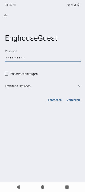 Geben Sie das WLAN-Passwort ein und wählen Sie Verbinden